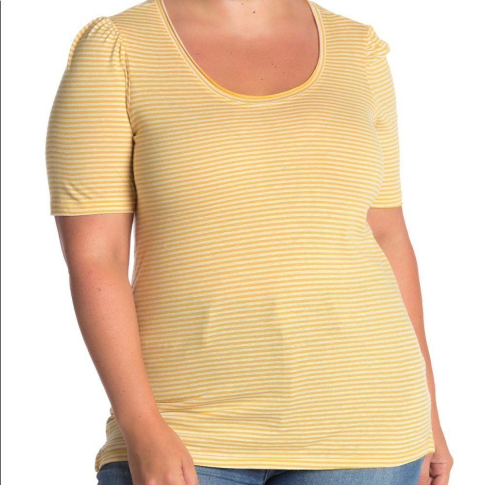 Caslon yellow/white stripe tee NWT, 2X